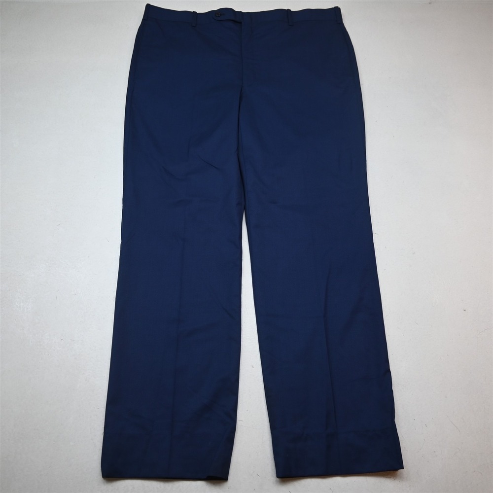 Tom James 40x32 Blue Wool Flat Front Straight Dress Mens Pants